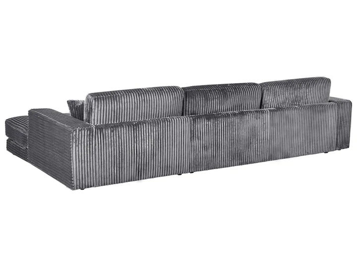 Corner Sofa 4 Seater Corduroy Dark Grey Left Hand Vardie