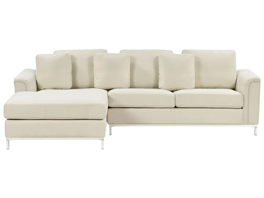 Beige sectional sofa on a white background