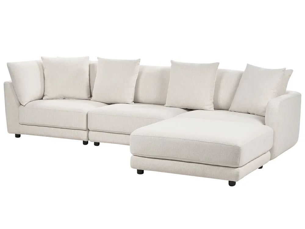 Sofa 3 Seater Fabric Off-White with Ottoman Macalla