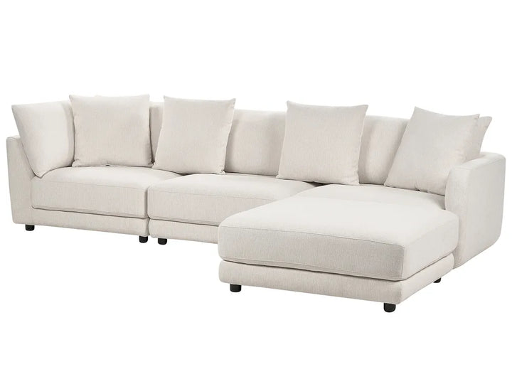 Sofa 3 Seater Fabric Off-White with Ottoman Macalla