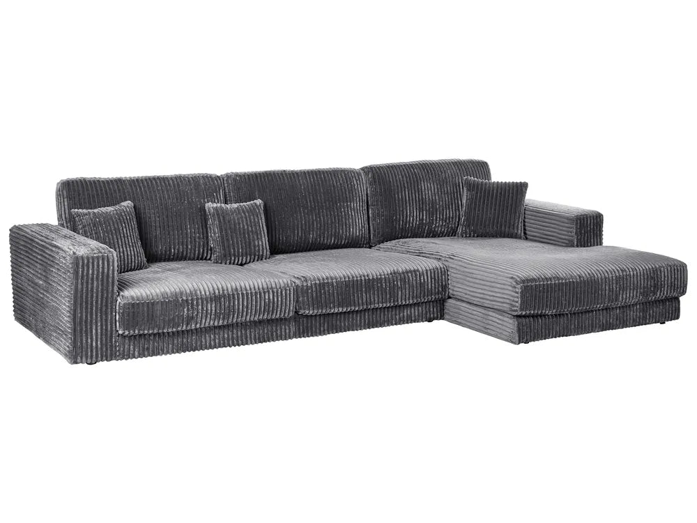 Corner Sofa 4 Seater Corduroy Dark Grey Left Hand Vardie