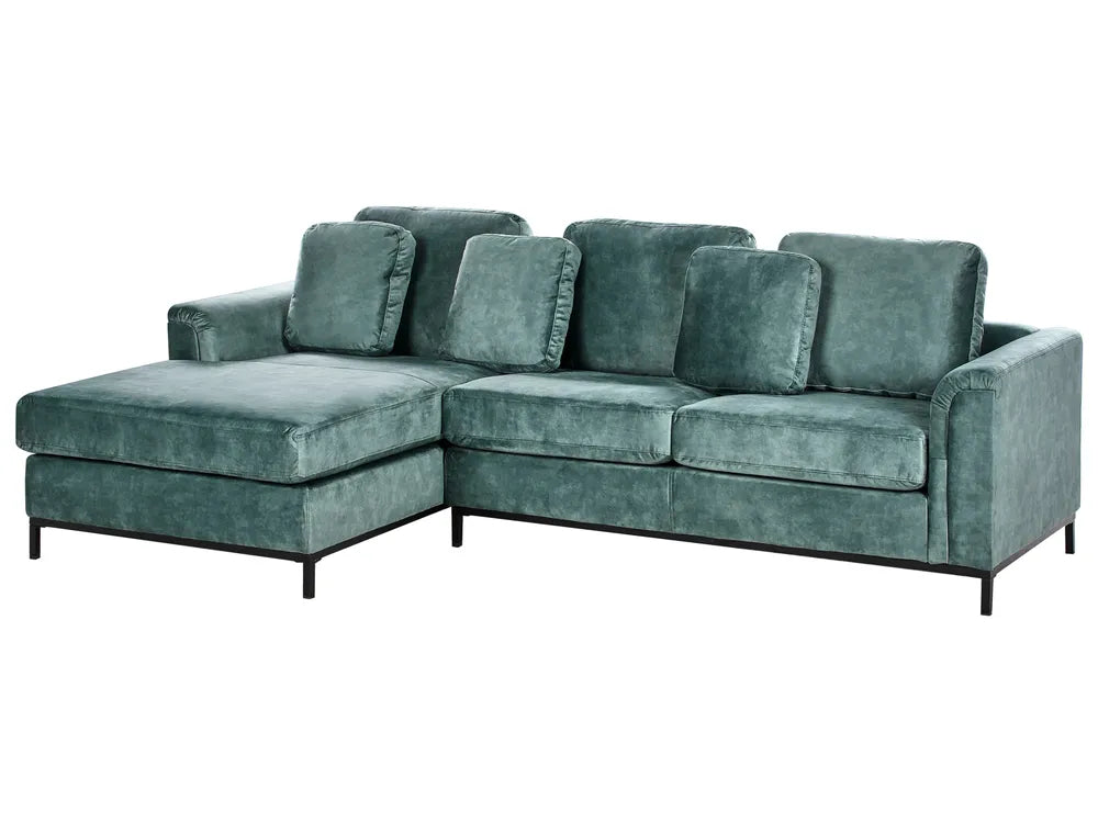 Corner Sofa 4 Seater Velvet Teal Right Hand Thremo