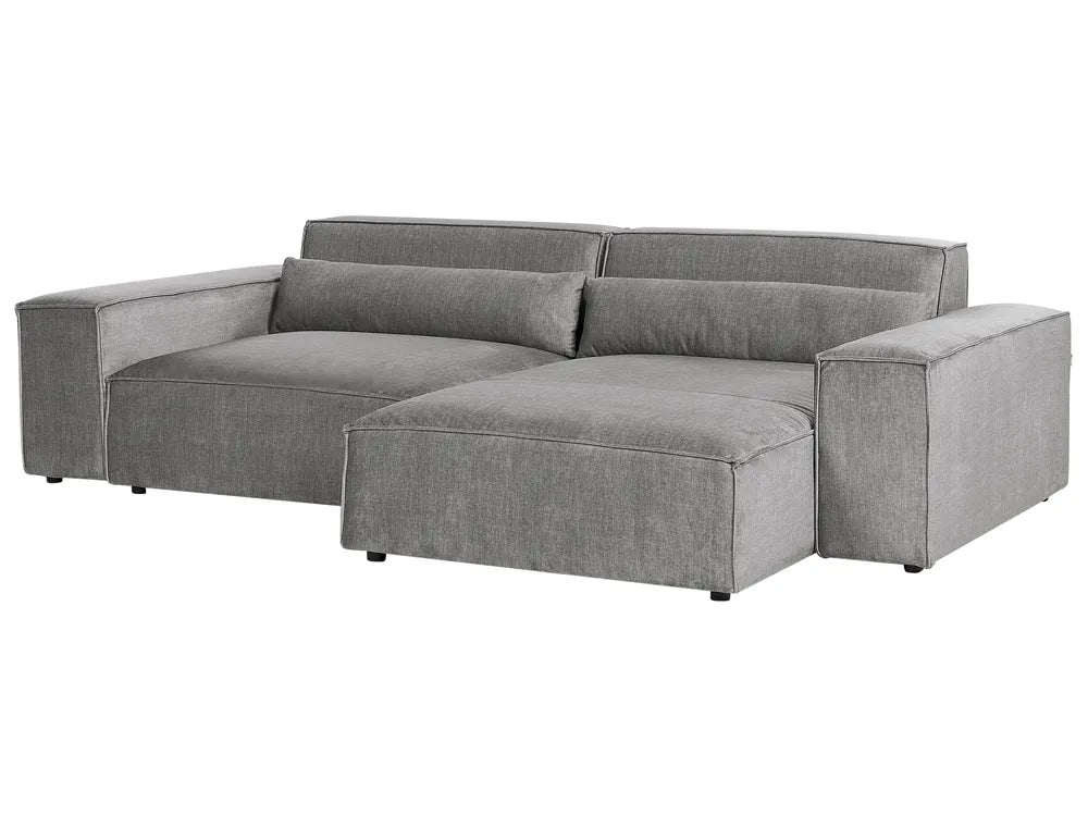 Modular Corner Sofa 2 Seater Fabric Grey with Ottoman Left Hand Bouke
