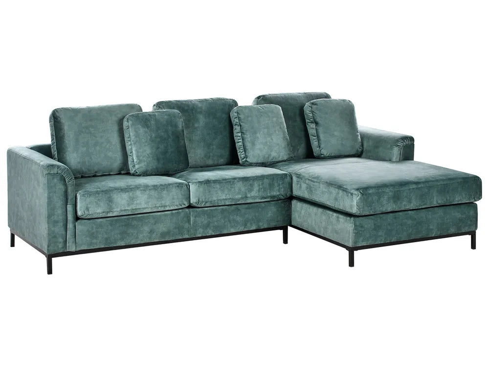 Corner Sofa 4 Seater Velvet Teal Left Hand Thremo