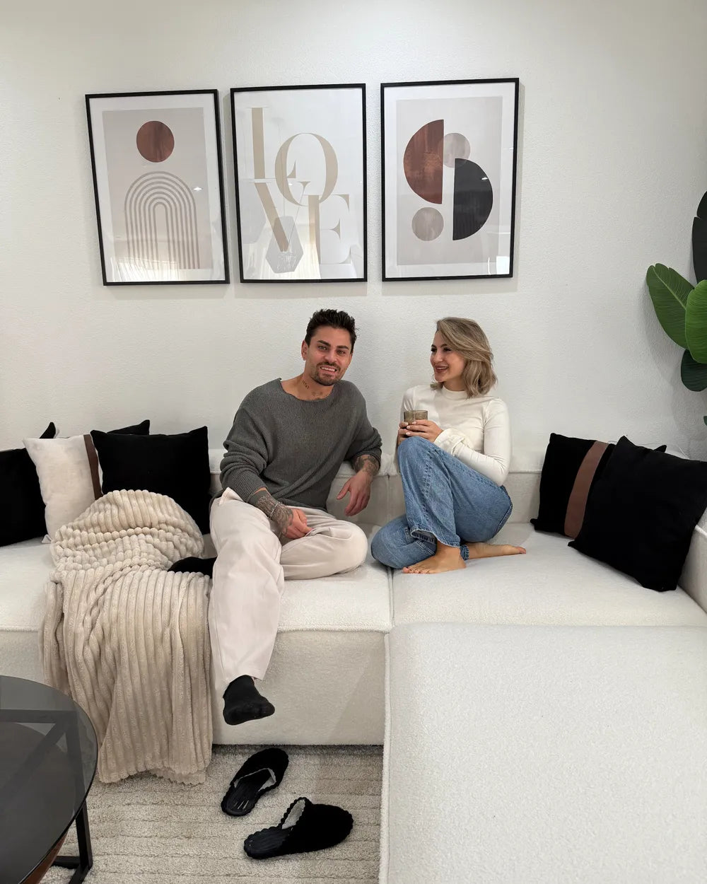 Modular Corner Sofa 5 Seater Boucle Off-White Left Hand Oakham