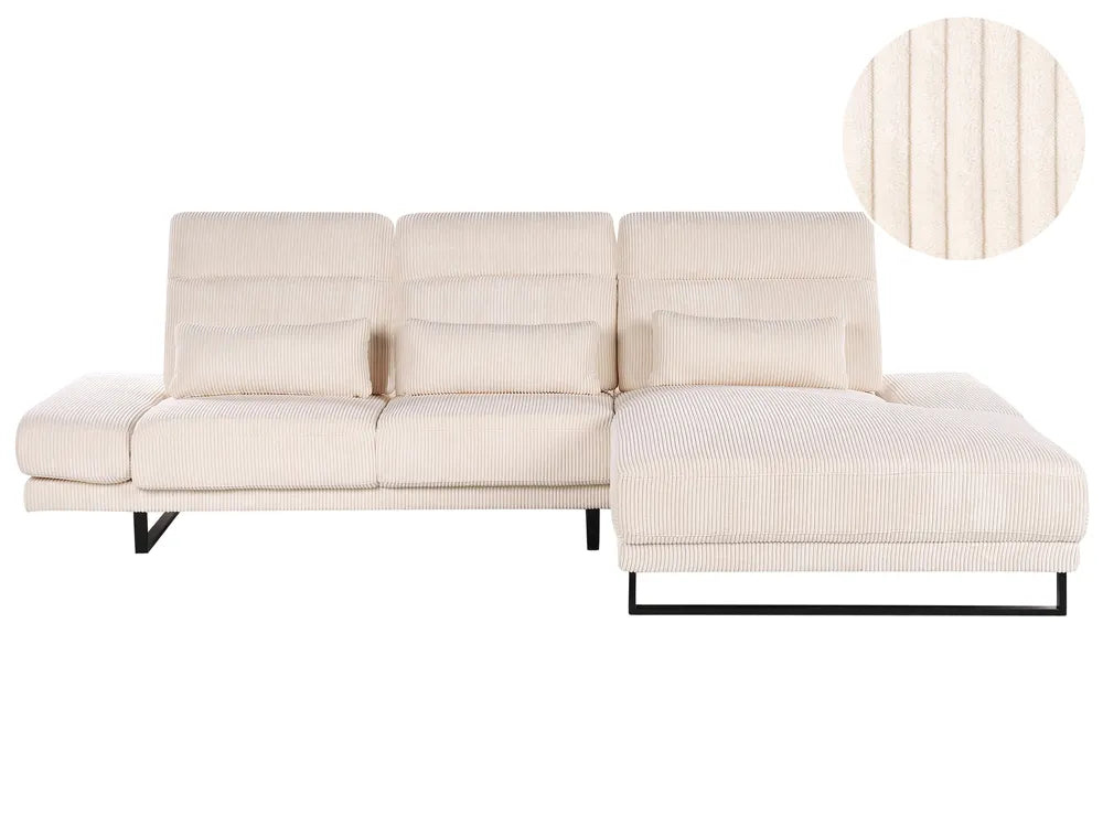Corner Sofa 4 Seater Corduroy Beige Left Hand Ninja