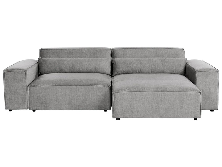 Modular Corner Sofa 2 Seater Fabric Grey with Ottoman Left Hand Bouke