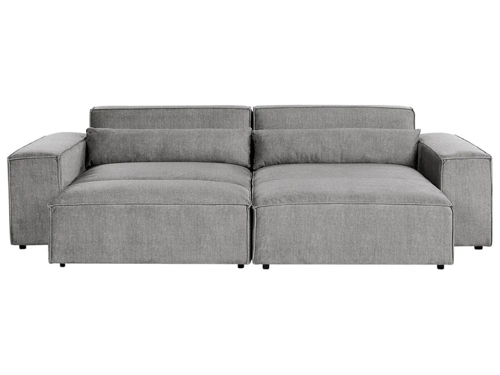 Modular Corner Sofa 2 Seater Fabric Grey with Ottoman Left Hand Bouke