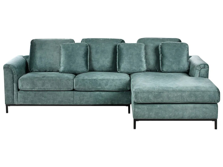 Teal sectional sofa on a white background