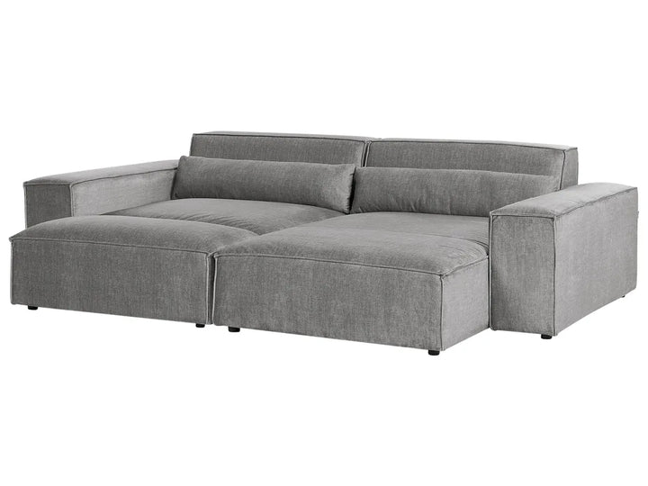 Modular Corner Sofa 2 Seater Fabric Grey with Ottoman Left Hand Bouke