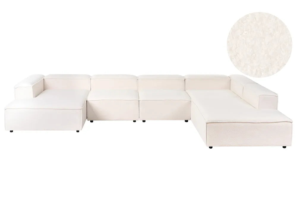 Modular Corner Sofa 5 Seater Boucle Off-White Left Hand Oakham