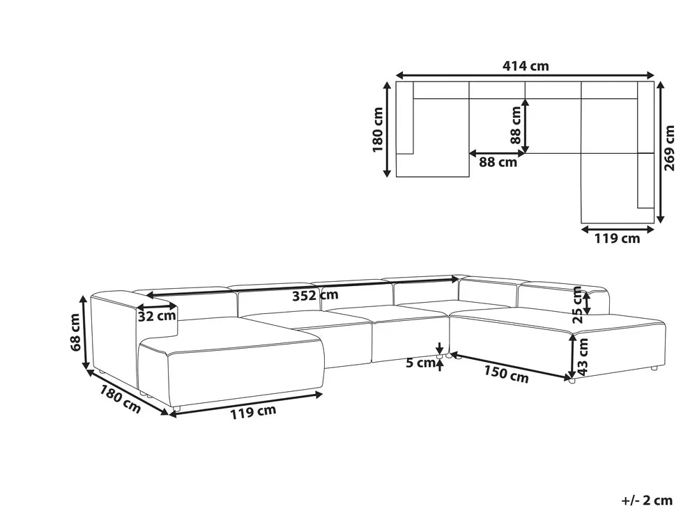 Modular Corner Sofa 5 Seater Boucle Off-White Left Hand Oakham