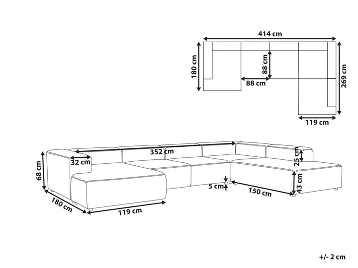 Modular Corner Sofa 5 Seater Boucle Off-White Left Hand Oakham
