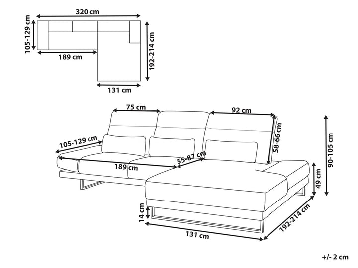 Corner Sofa 4 Seater Corduroy Beige Left Hand Ninja