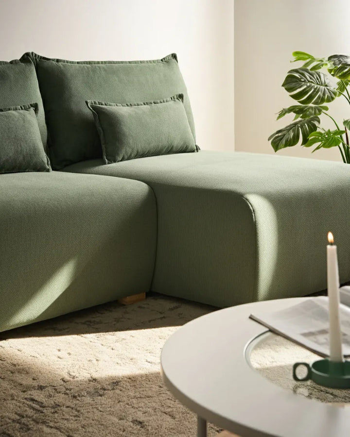 Modular Corner Sofa Fabric Light Green Left Hand Averni
