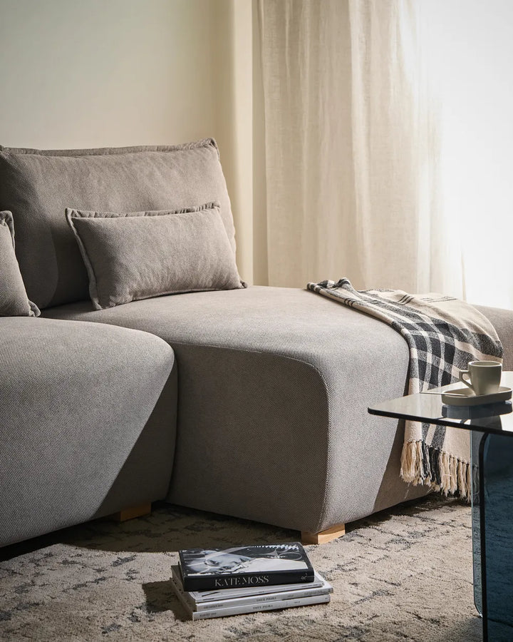 Modular Corner Sofa Fabric Grey Left Hand Averni