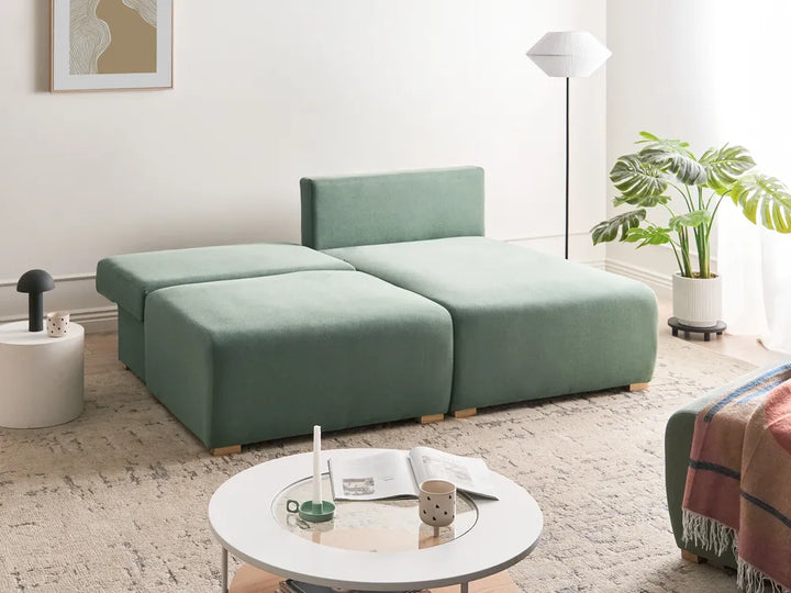 Modular Corner Sofa Fabric Light Green Left Hand Averni