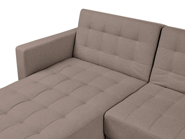 Modular Corner Sofa Bed 4 Seater Fabric Taupe with Ottoman Right Hand Denby