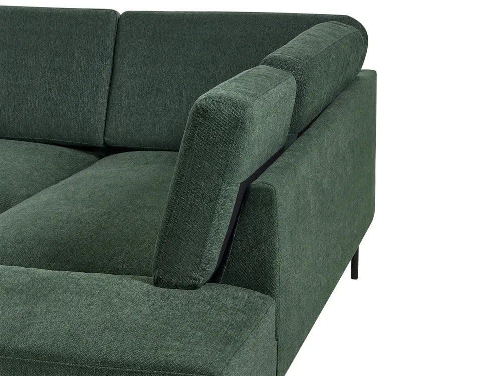 Corner Sofa 4 Seater Fabric Dark Green Left Hand Shayle