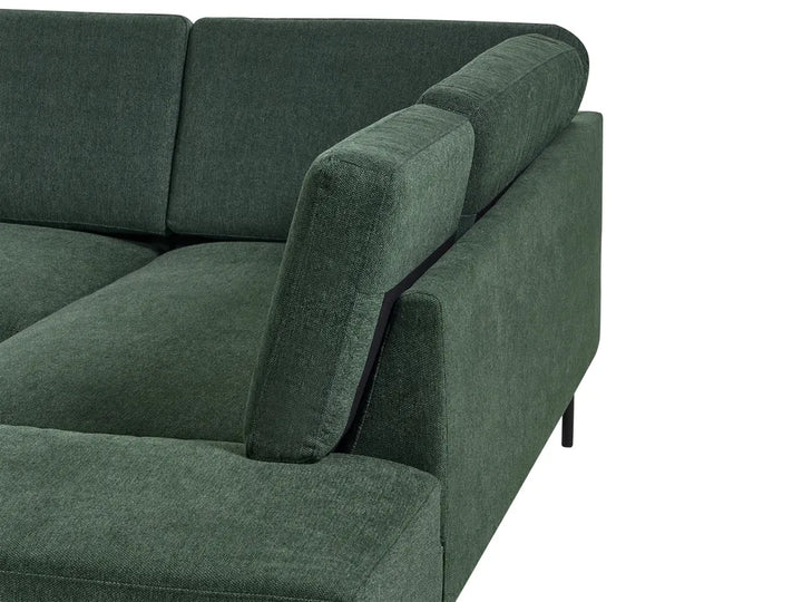 Corner Sofa 4 Seater Fabric Dark Green Left Hand Shayle