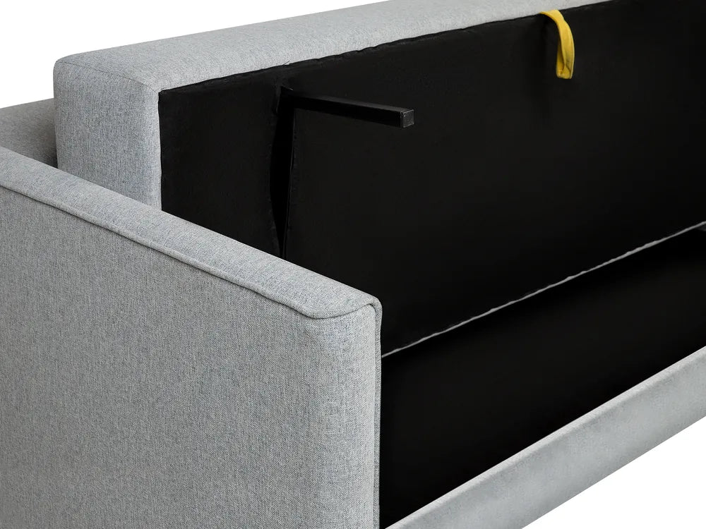 Sofa Bed 3 Seater Fabric Light Grey with Storage Charleah