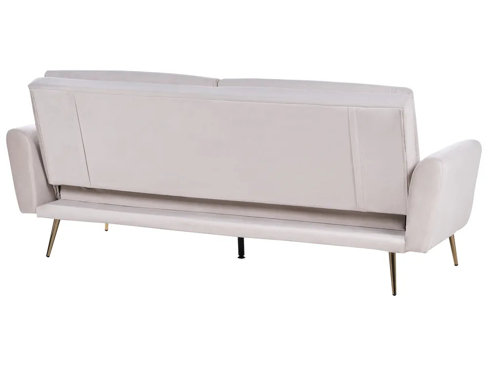 Sofa Bed 3 Seater Velvet Light Beige Calkins