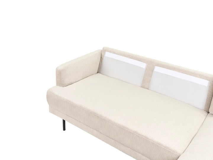 Corner Sofa 4 Seater Corduroy Beige Left Hand Shayle