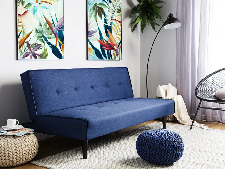 Navy blue fabric 3 seater sofa bed with armless modern design