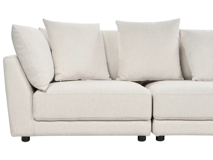 Sofa 3 Seater Fabric Off-White with Ottoman Macalla