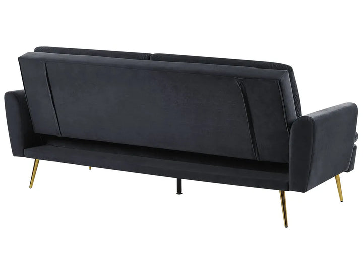 Sofa Bed 3 Seater Velvet Black Calkins
