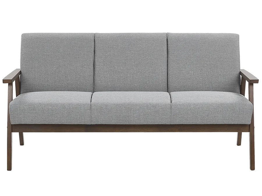 Grey fabric 3-seater sofa with retro design