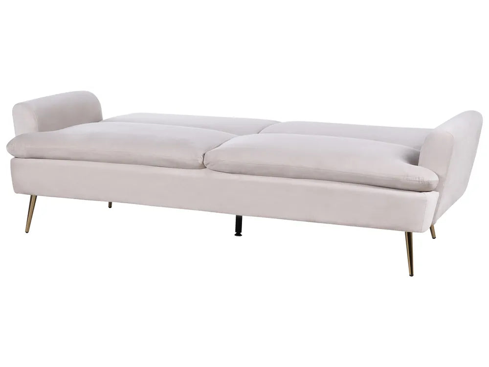 Sofa Bed 3 Seater Velvet Light Beige Calkins