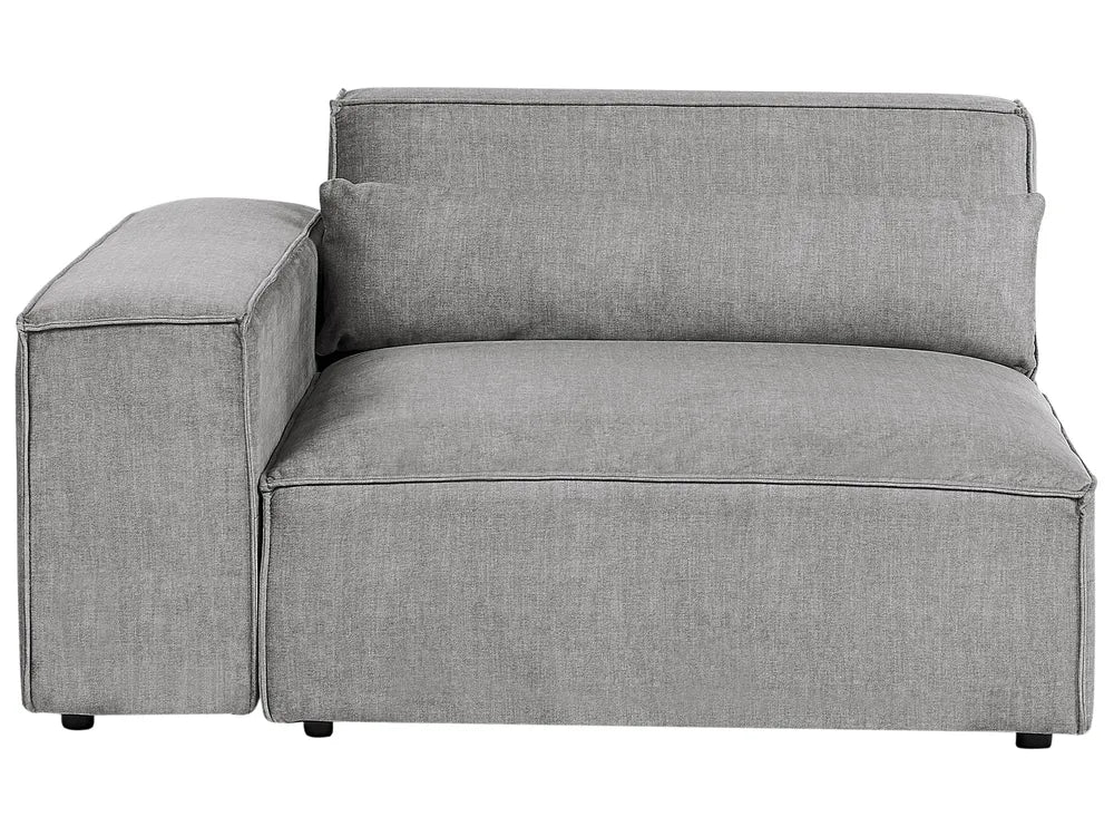 Modular Corner Sofa 2 Seater Fabric Grey with Ottoman Left Hand Bouke