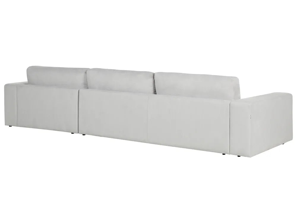 Corner Sofa 4 Seater Fabric Light Grey Left Hand Vardie