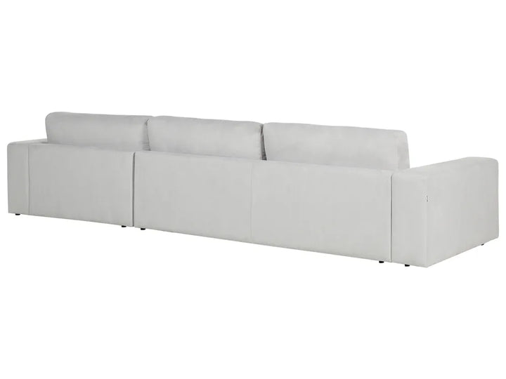 Corner Sofa 4 Seater Fabric Light Grey Left Hand Vardie