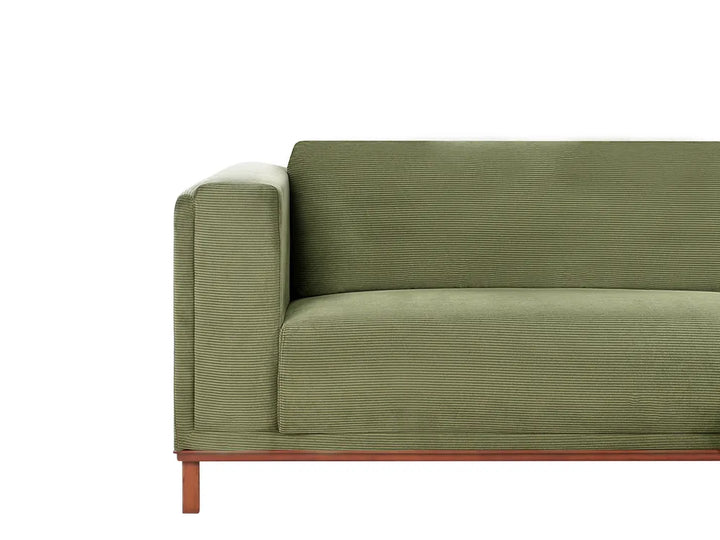 Corner Sofa 4 Seater Corduroy Green Left Hand Josanna