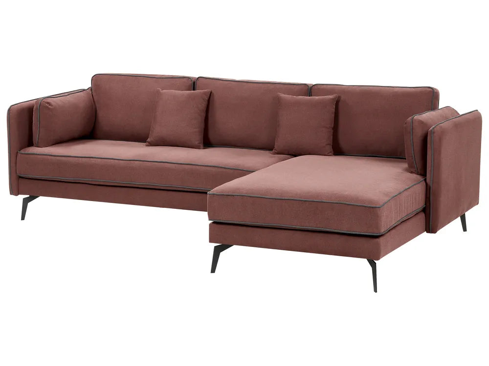 Corner Sofa 3 Seater Fabric Burgundy Left Hand Bodhild