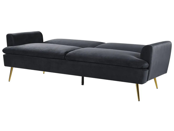 Sofa Bed 3 Seater Velvet Black Calkins
