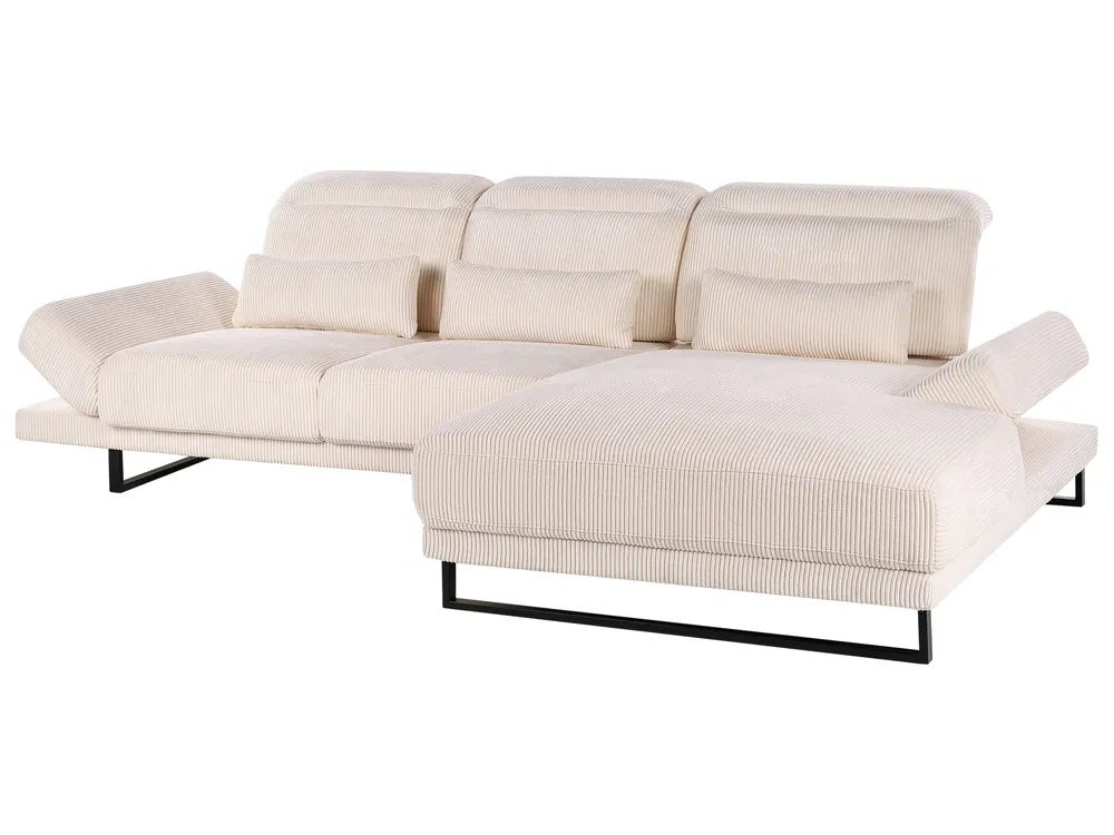 Corner Sofa 4 Seater Corduroy Beige Left Hand Ninja