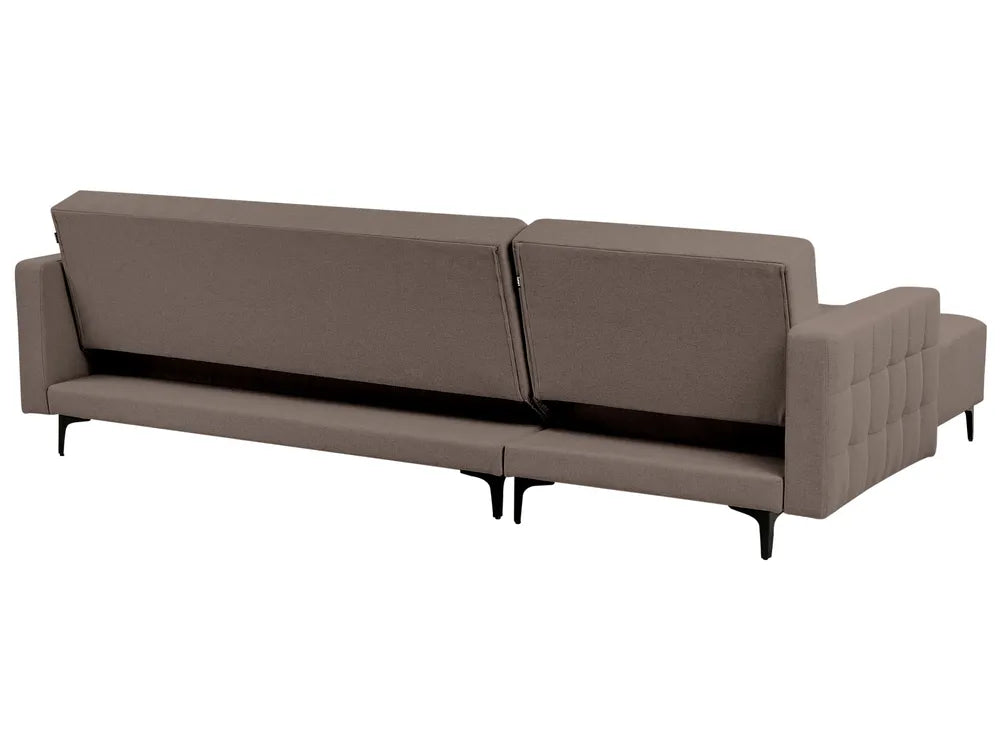 Modular Corner Sofa Bed 4 Seater Fabric Taupe with Ottoman Right Hand Denby