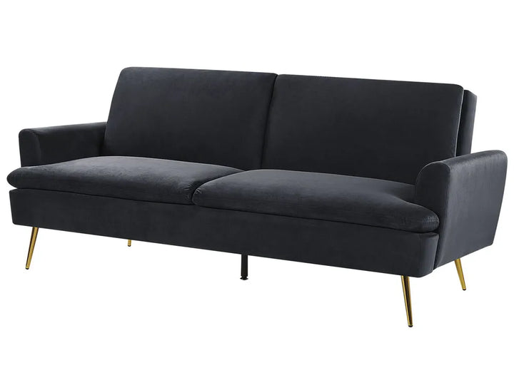 Sofa Bed 3 Seater Velvet Black Calkins