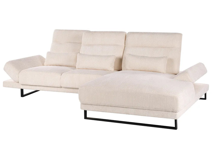 Corner Sofa 4 Seater Corduroy Beige Left Hand Ninja