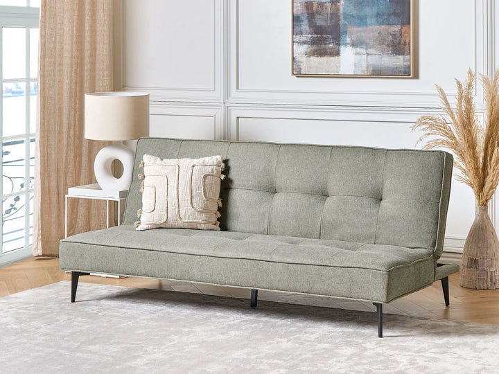 Light green fabric 3-seater sofa bed with minimalist design