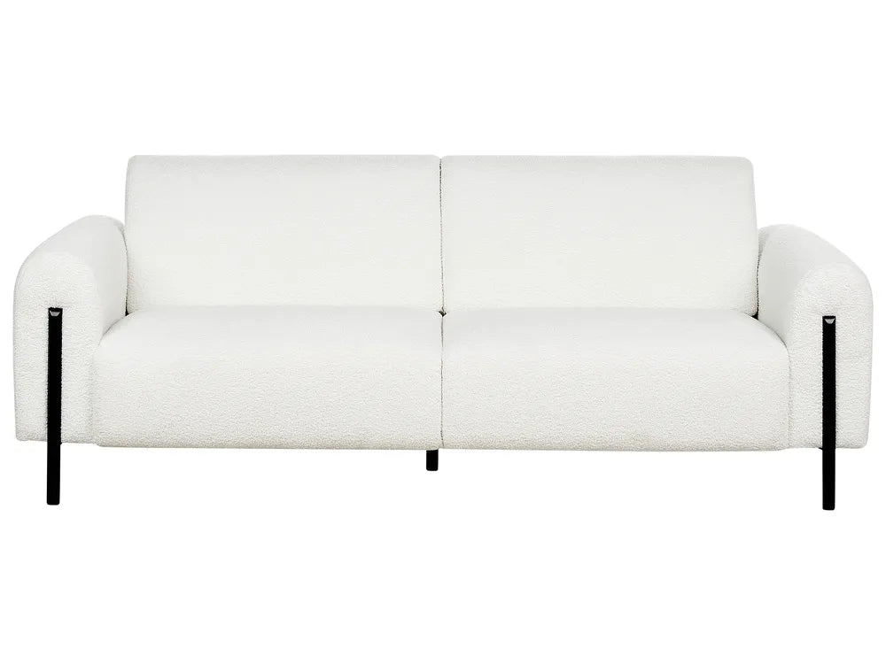 Annora white bouclé three seater sofa with soft textured upholstery