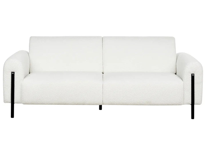 Annora white bouclé three seater sofa with soft textured upholstery