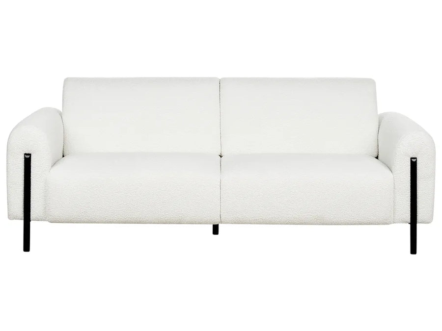 Annora white bouclé three seater sofa with soft textured upholstery
