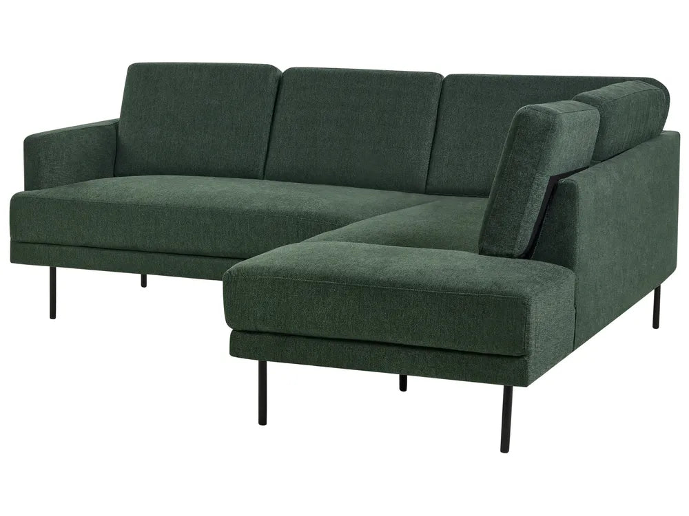 Corner Sofa 4 Seater Fabric Dark Green Left Hand Shayle