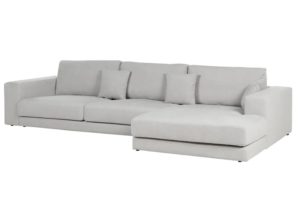 Corner Sofa 4 Seater Fabric Light Grey Left Hand Vardie