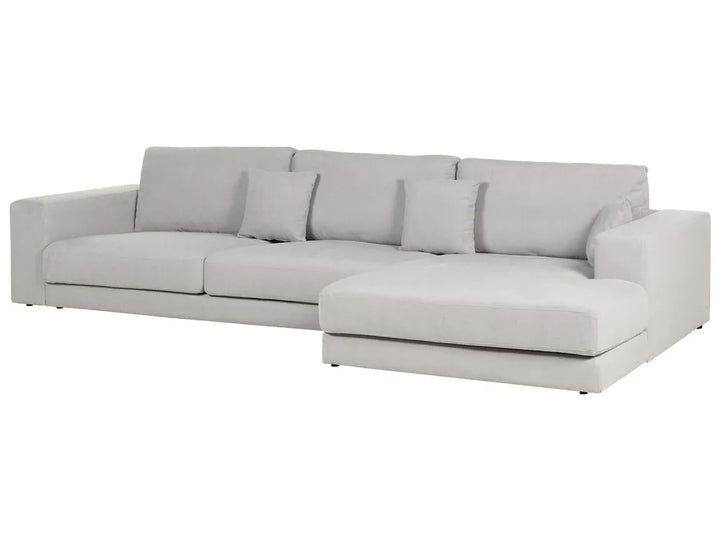 Corner Sofa 4 Seater Fabric Light Grey Left Hand Vardie