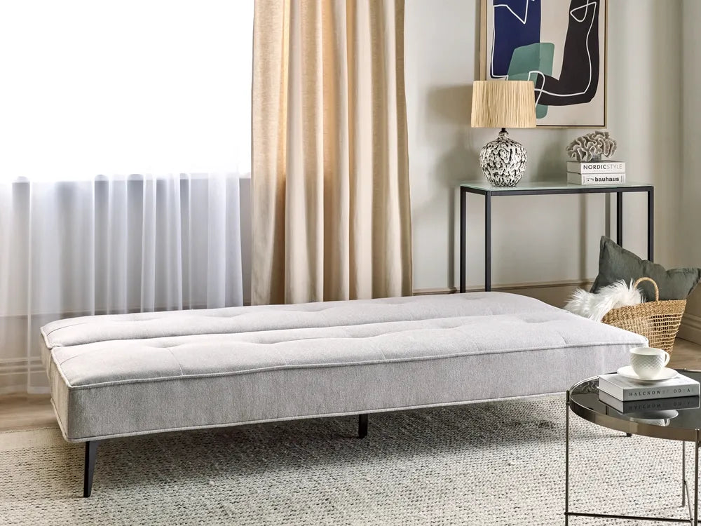 Sofa Bed 3 Seater Fabric Light Grey Atiye